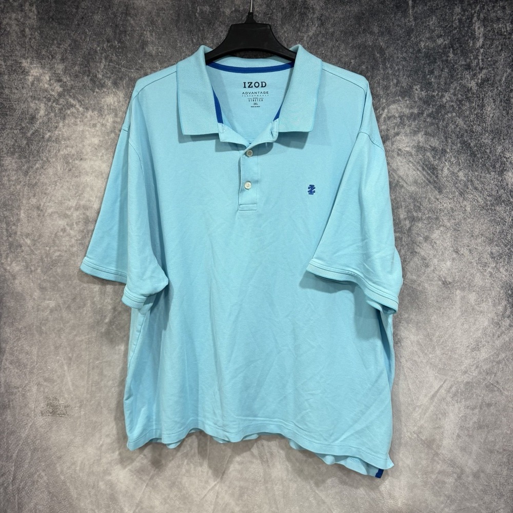 Izod Men's Advantage Performance Polo Shirt Size 3XL Light Blue Short Sleeve